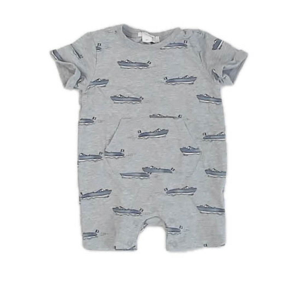 Petit Lem Boys Gray Boats Romper size: 6 Months